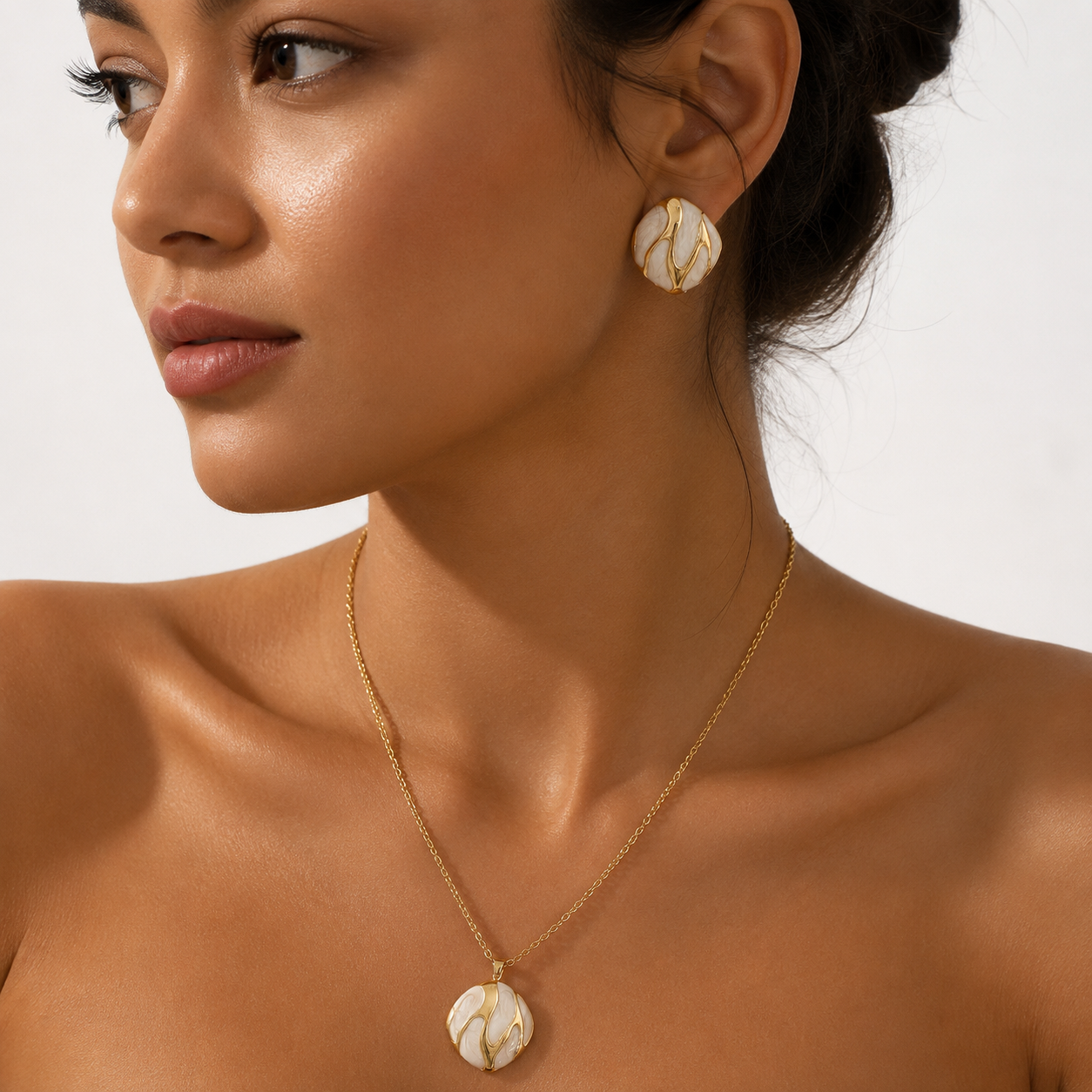 Ivory and Gold Pendant Set