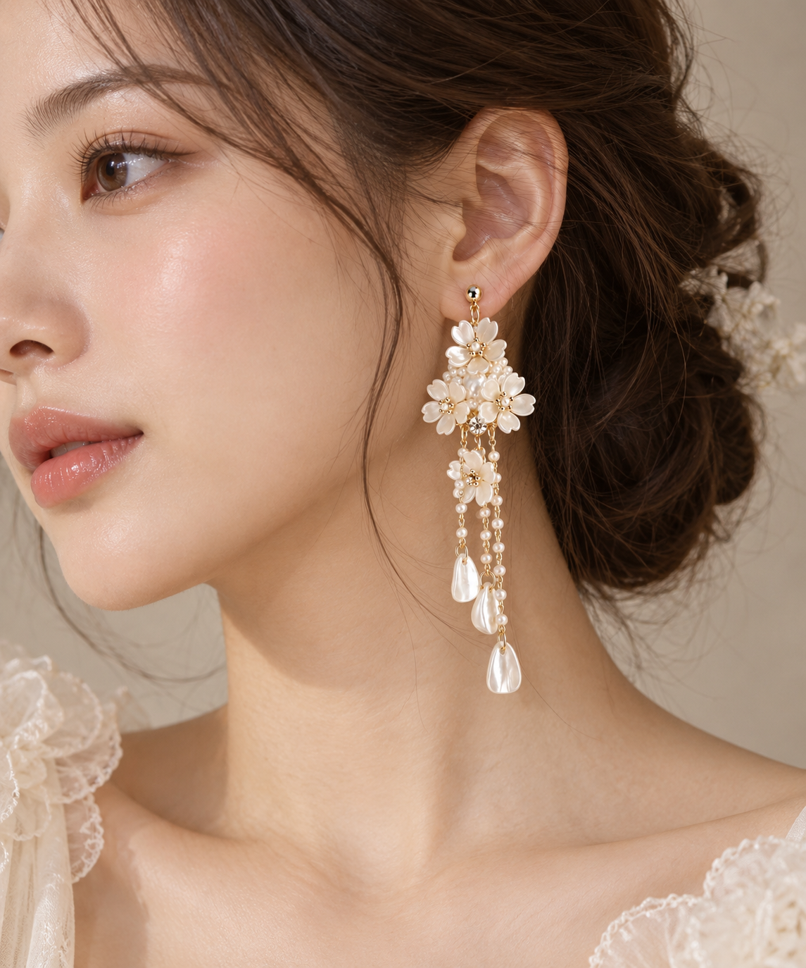 Pearl Blossom Drop Earrings