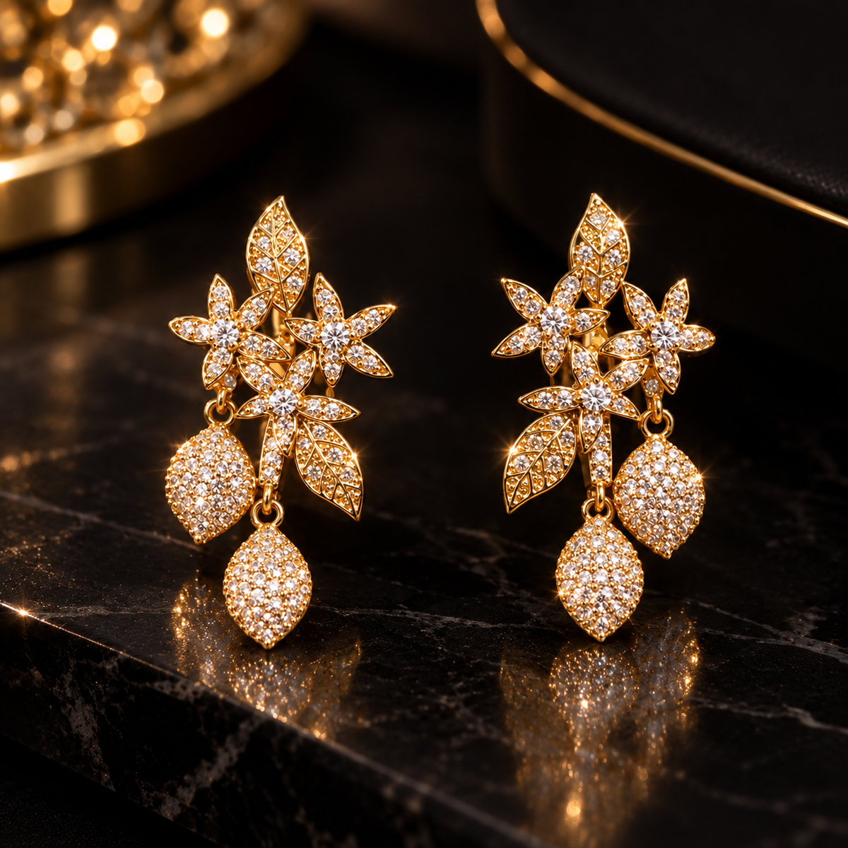 Crystal Floral Drop Earrings