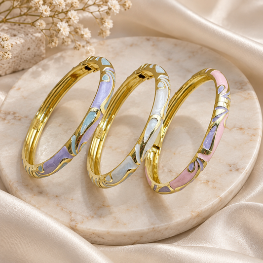 Pastel Enamel Gold Bangle