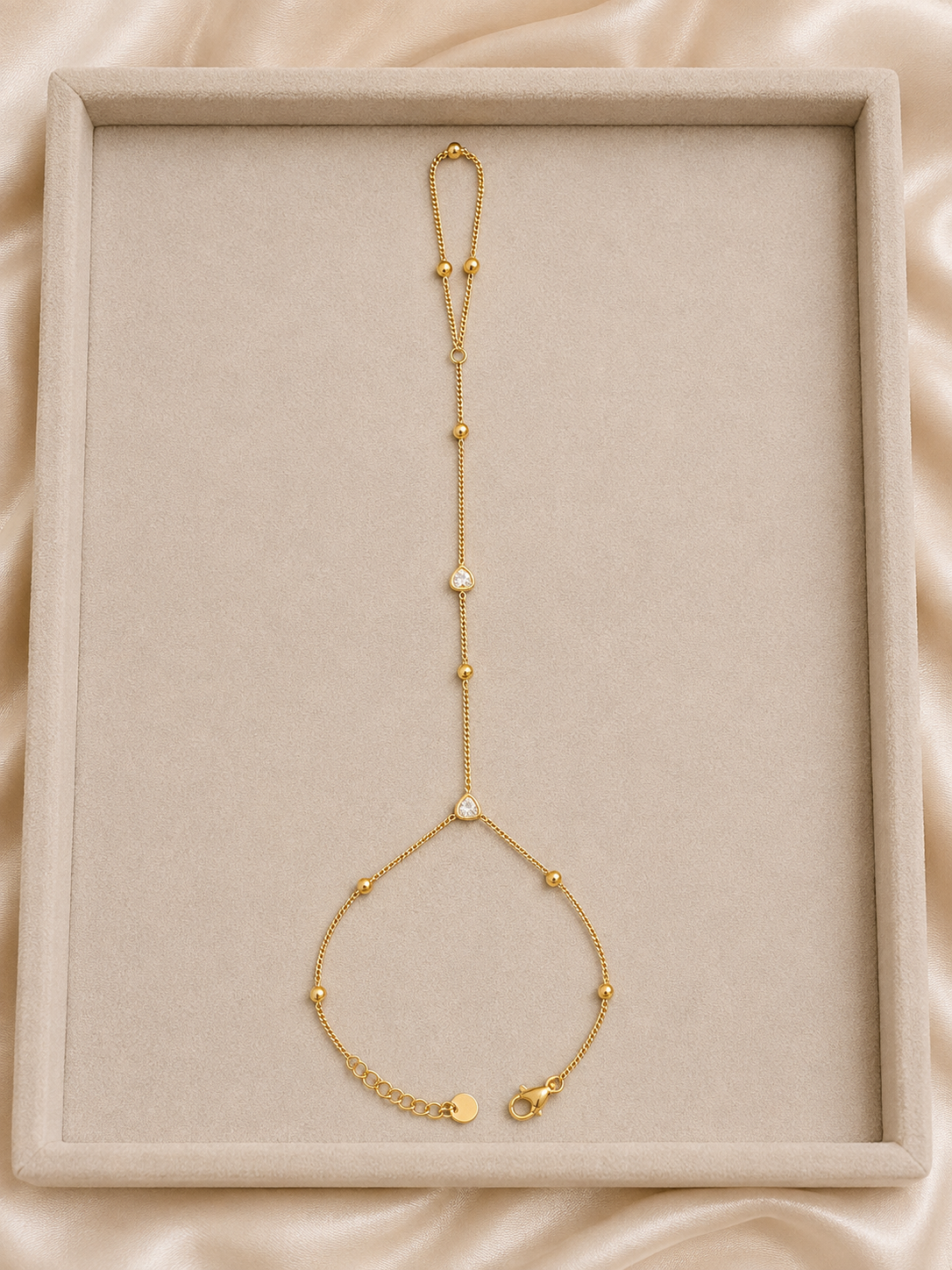 Diamanté Heart Gold Hand Chain