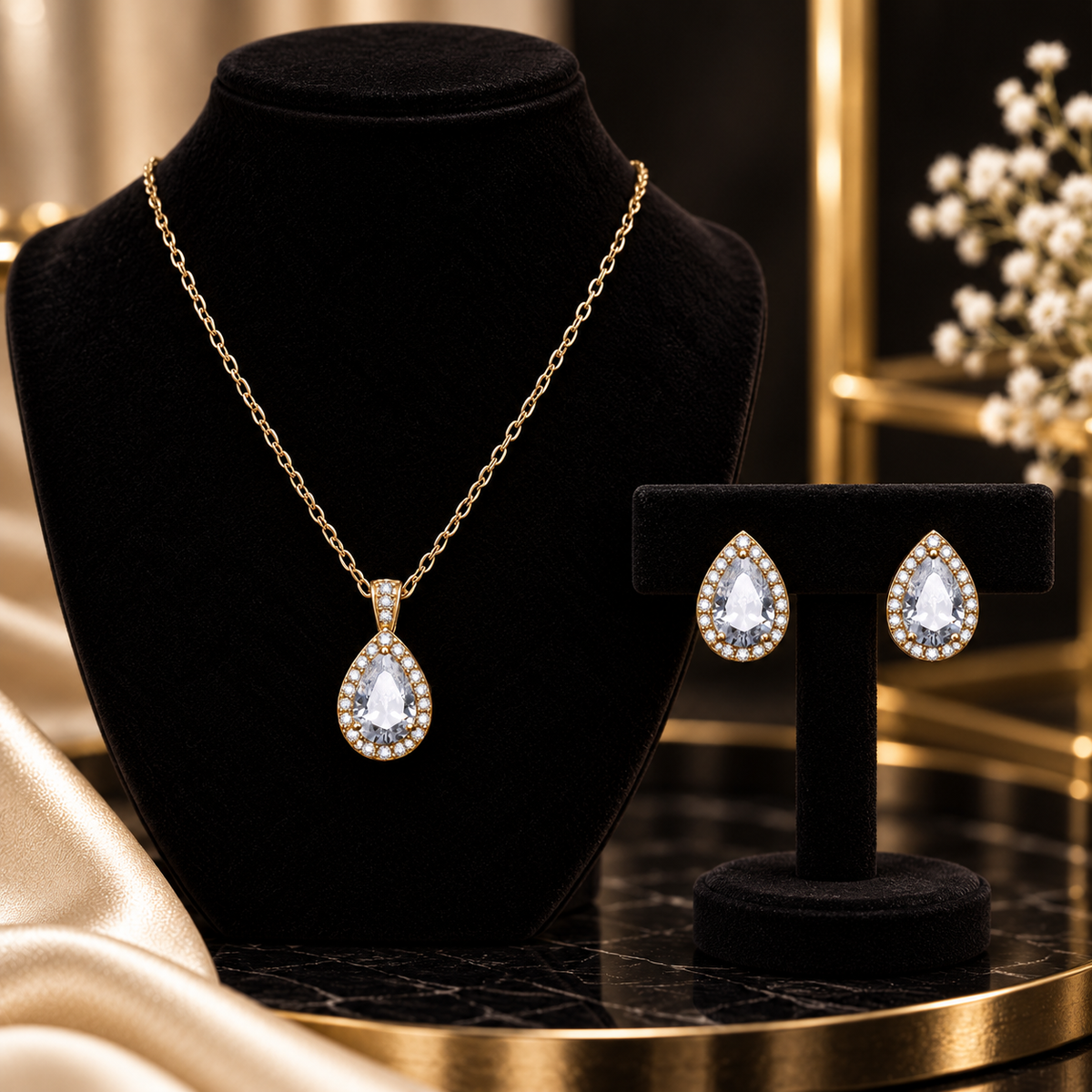 Pear Drop Cubic Zirconia Jewellery Set
