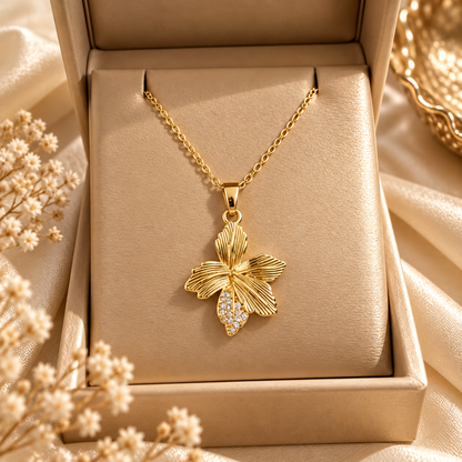 Gold Tone Floral Pendant Set