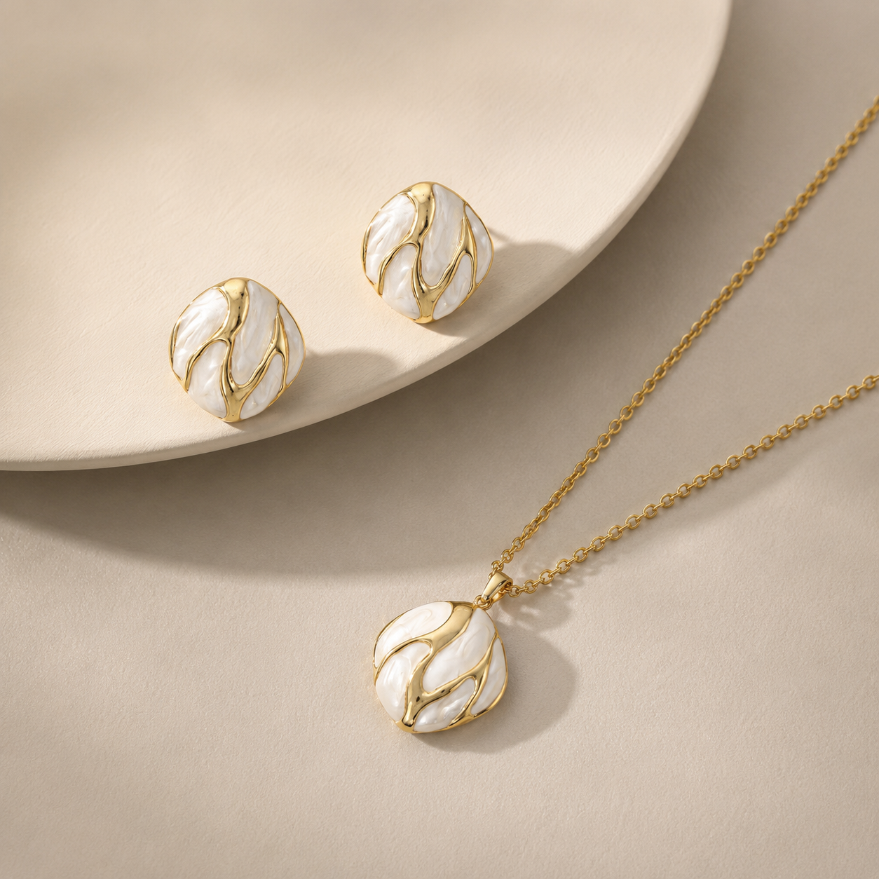 Ivory and Gold Pendant Set