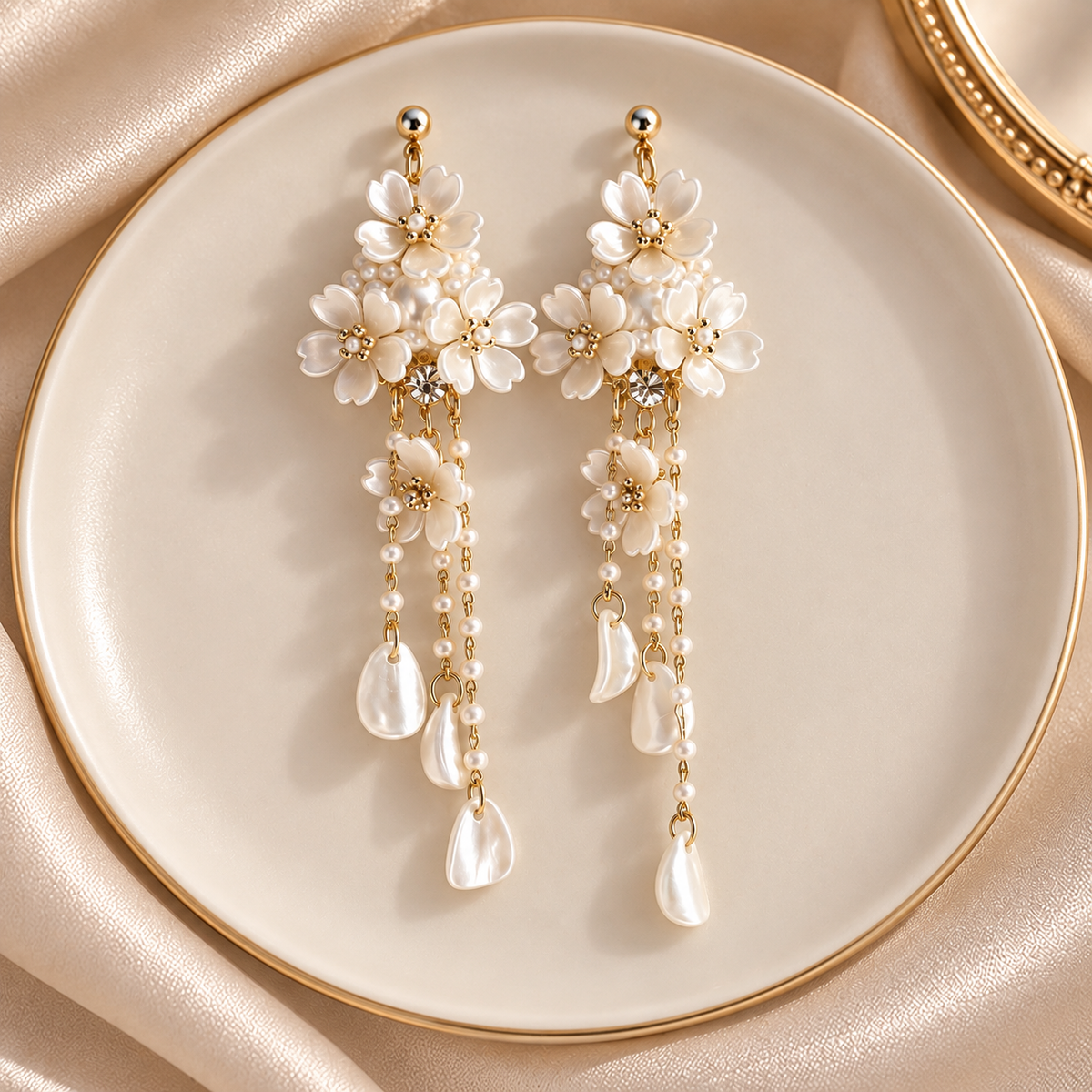 Pearl Blossom Drop Earrings