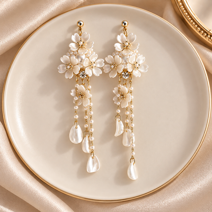 Pearl Blossom Drop Earrings