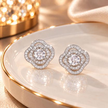 Crystal Rose Stud Earrings