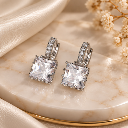 Square Cut Sparkle Huggie Earrings