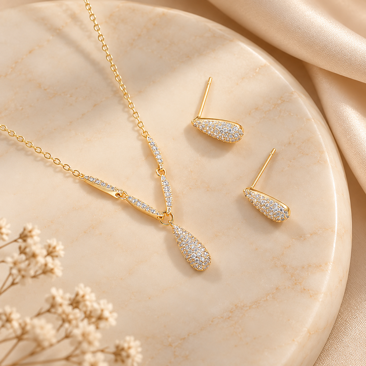 Fine Crystal Teardrop Set
