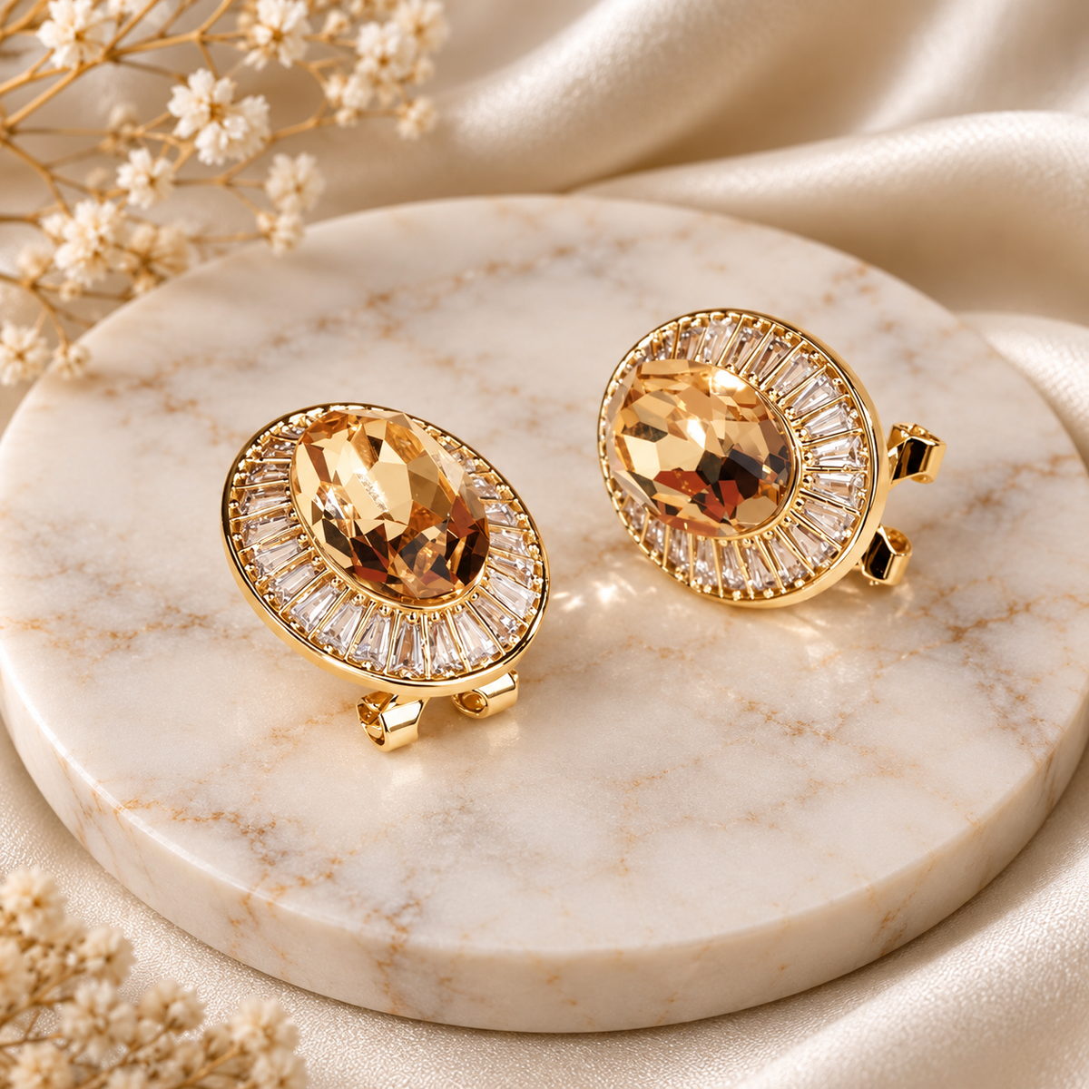 Champagne Crystal Statement Stud Earrings (Copy)