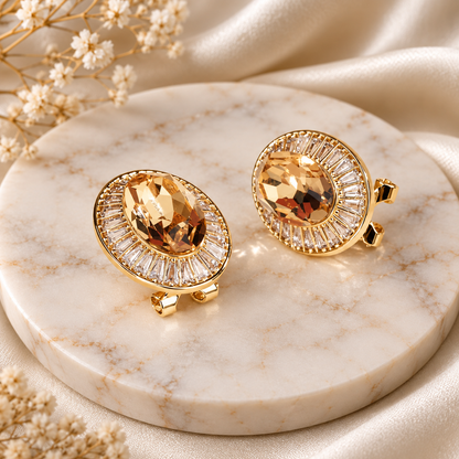 Champagne Crystal Statement Stud Earrings (Copy)