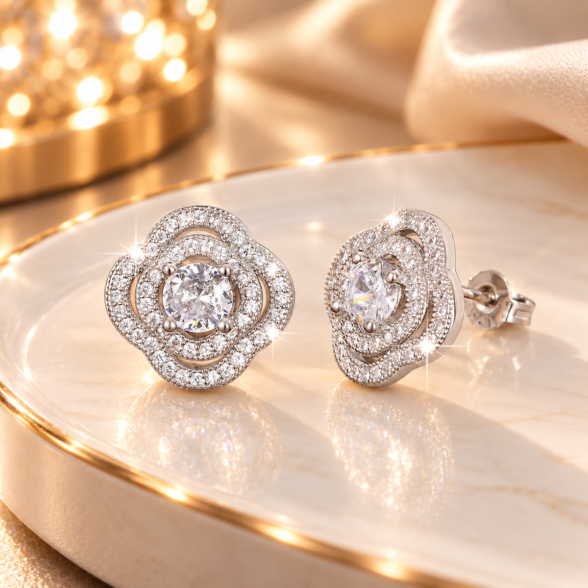 Crystal Rose Stud Earrings