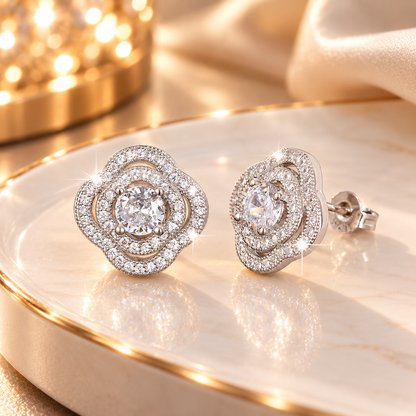 Crystal Rose Stud Earrings