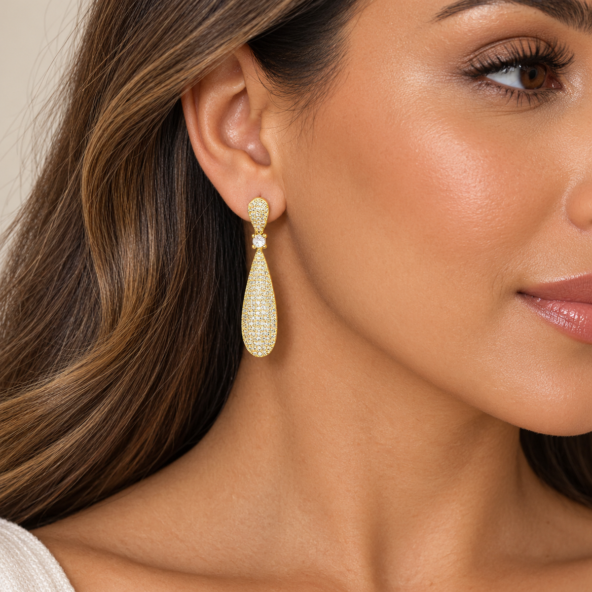 Long Teardrop Sparkle Earrings