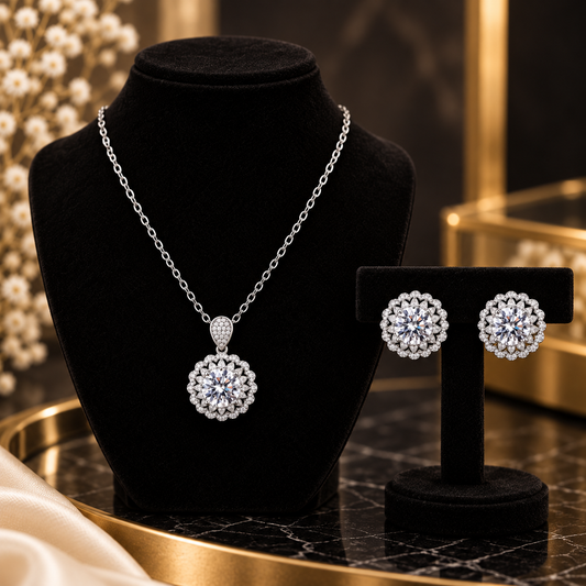 Radiant Floral Crystal Jewellery Set