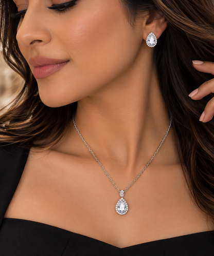 Pear Drop Cubic Zirconia Jewellery Set