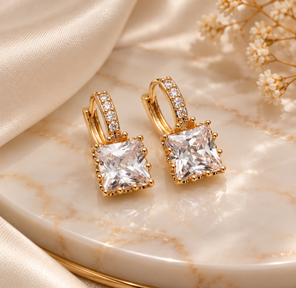 Square Cut Sparkle Huggie Earrings