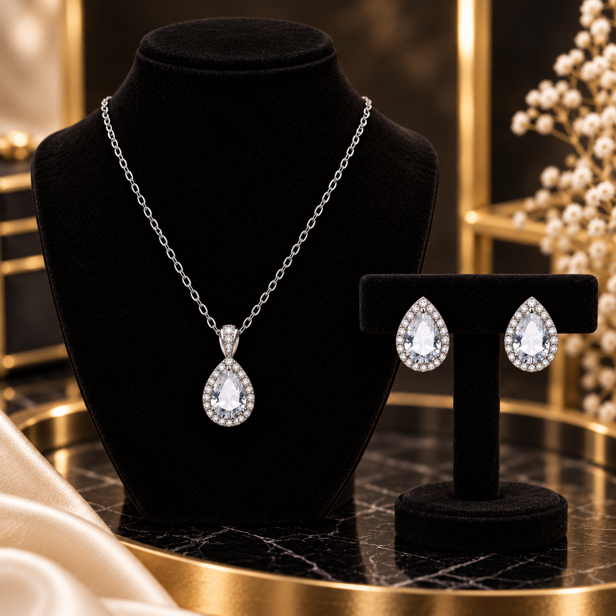 Pear Drop Cubic Zirconia Jewellery Set