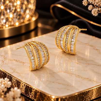 Crystal Multi-Row Stud Earrings