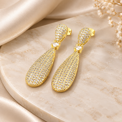 Long Teardrop Sparkle Earrings