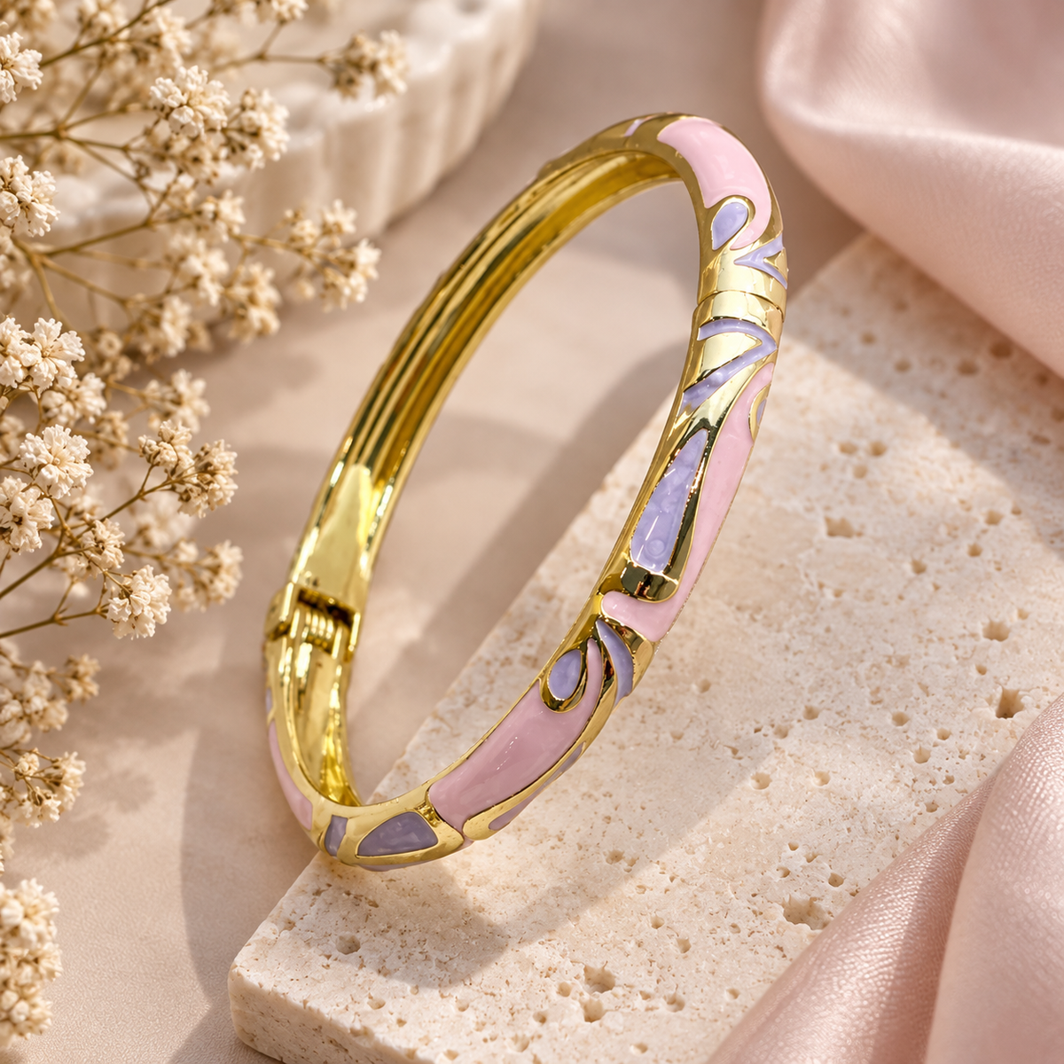 Pastel Enamel Gold Bangle