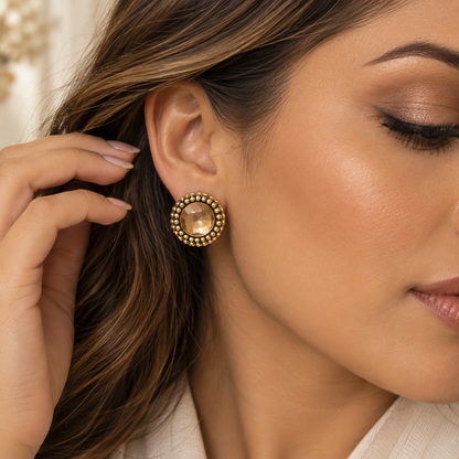 Amber Vintage Statement Stud Earrings