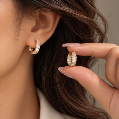 Sparkling Pavé Crystal Huggie Earrings