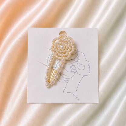 Pearl and Crystal Floral Hair Clips