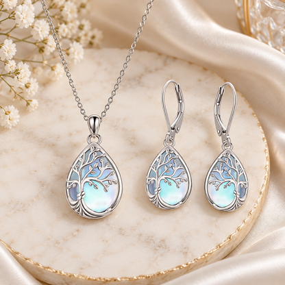 Tree of Life Opal Necklace & Earring Set