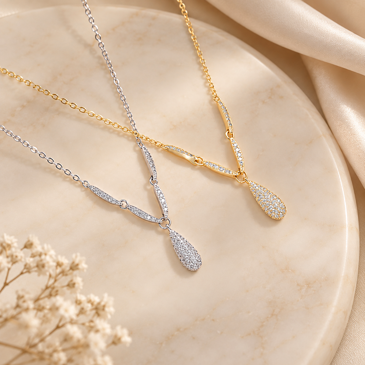 Fine Crystal Teardrop Set