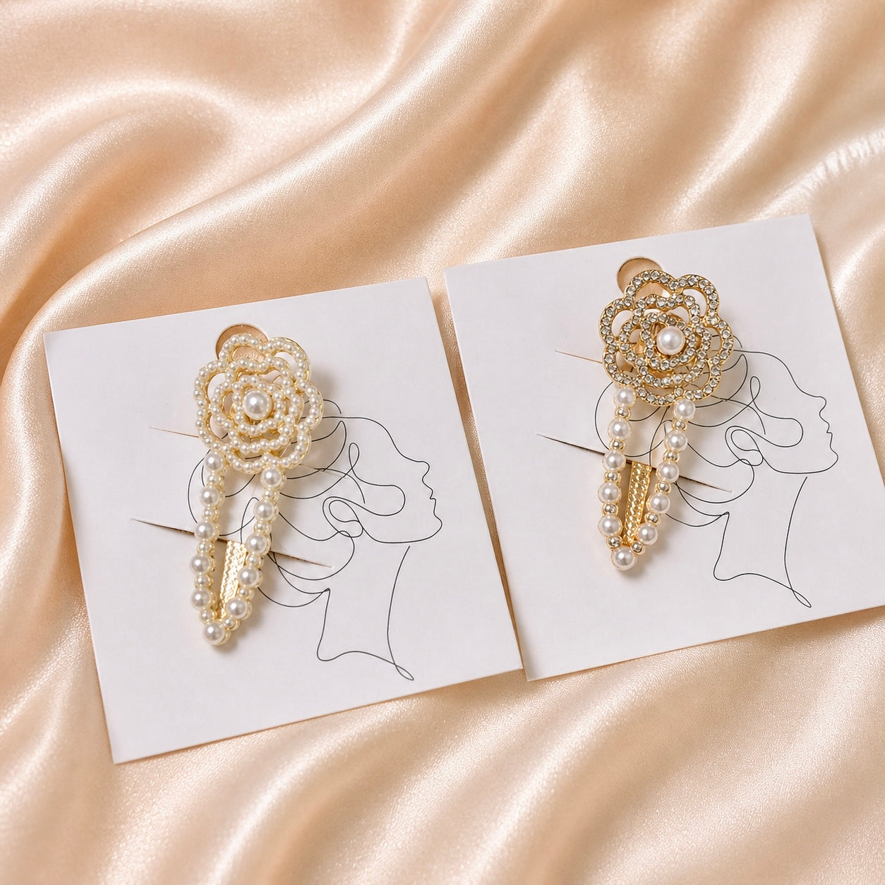Pearl and Crystal Floral Hair Clips