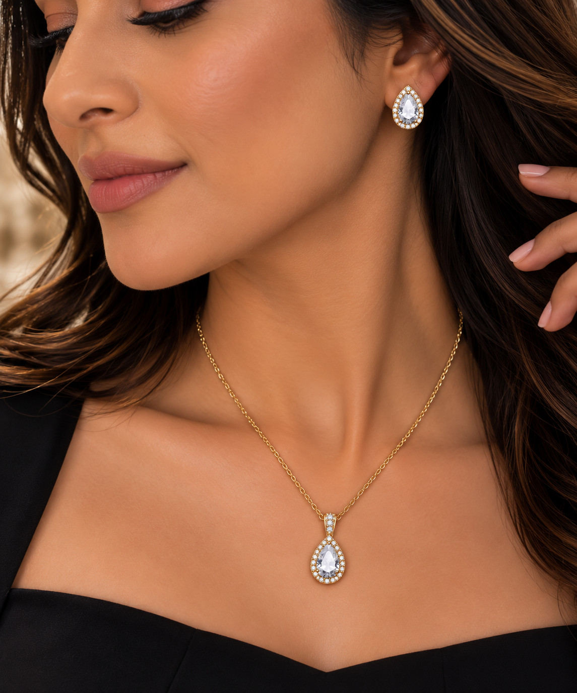 Pear Drop Cubic Zirconia Jewellery Set