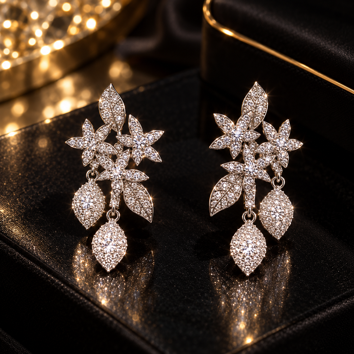 Crystal Floral Drop Earrings