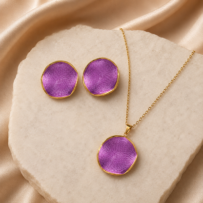 Round Pendant Earring Set