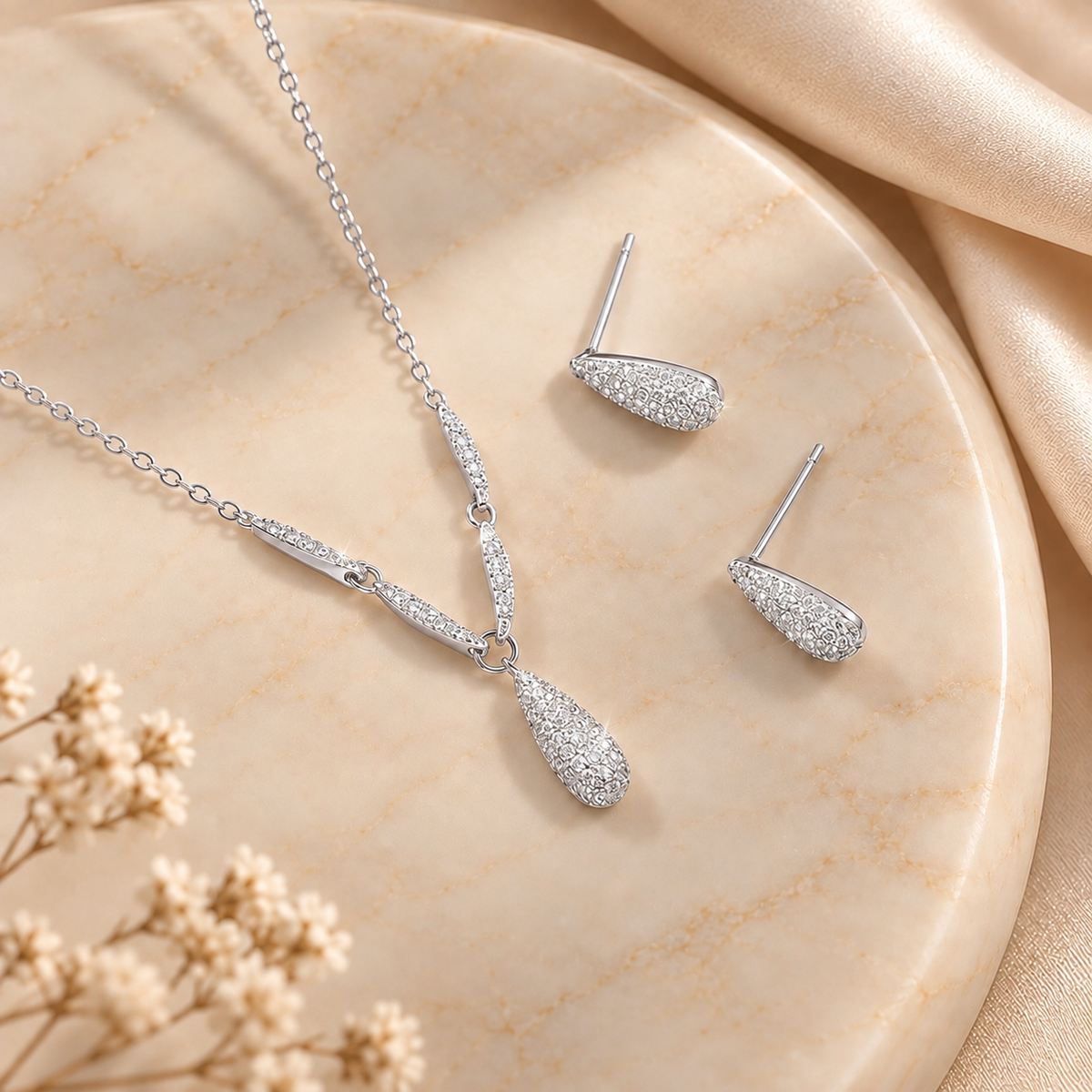 Fine Crystal Teardrop Set