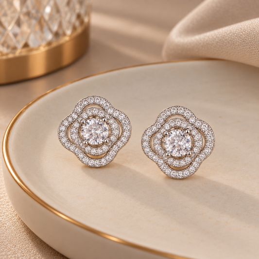 Crystal Rose Stud Earrings