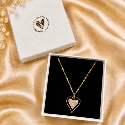 Gold and Black Heart Pendant Necklace