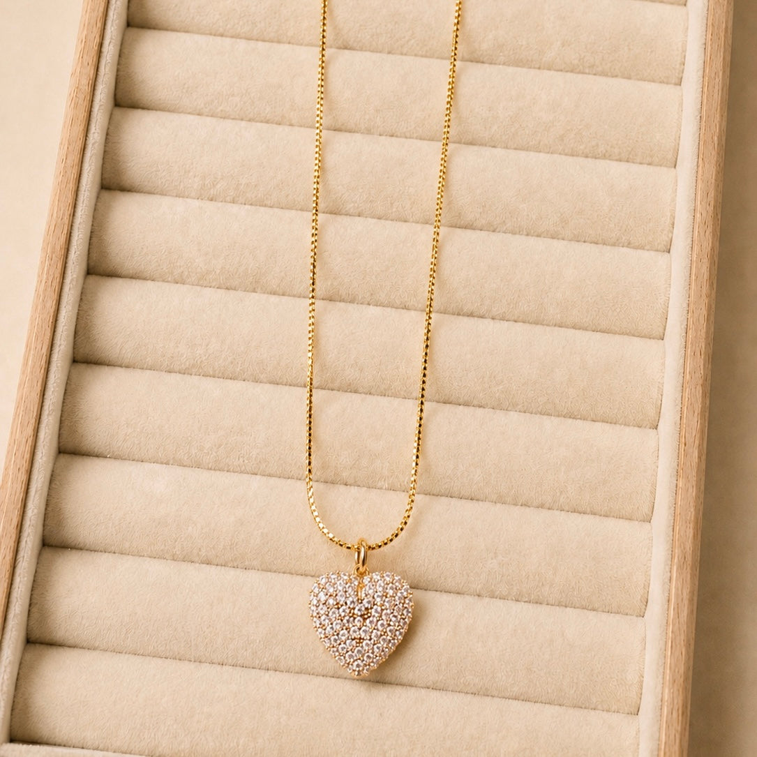 Crystal Heart Pendant Nackace