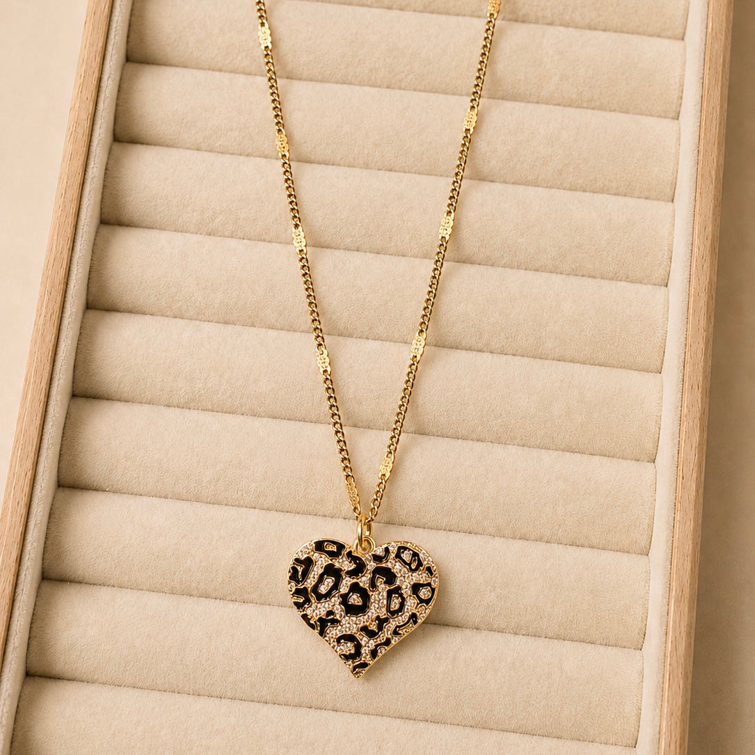 Leopard Heart Pendant Necklace