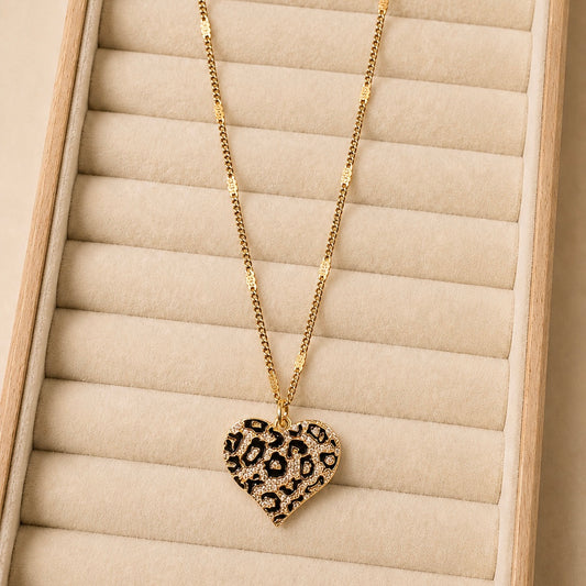 Leopard Heart Pendant Necklace