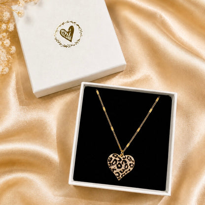 Leopard Heart Pendant Necklace