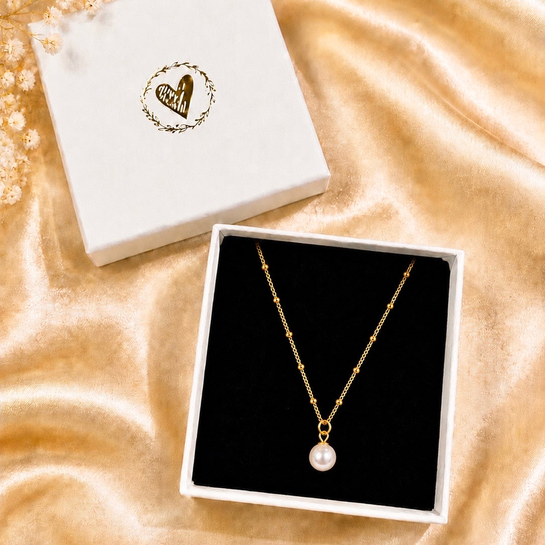 Gold Pearl Drop Necklace