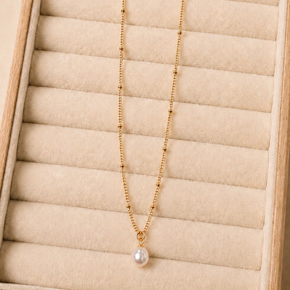 Gold Pearl Drop Necklace